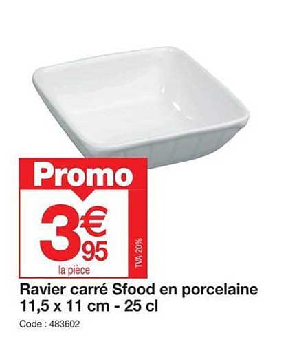 ravier carré sfood en porcelaine 11,5 x 11 cm - 25 cl