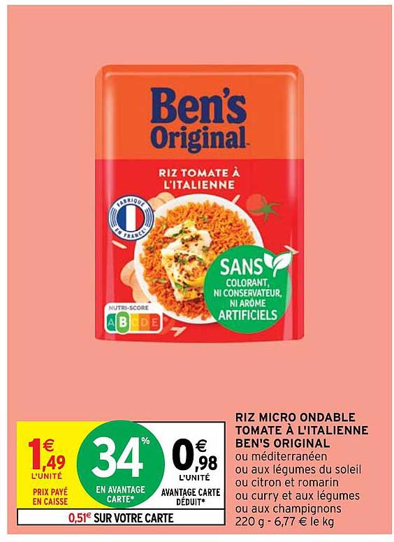 riz micro ondable tomate à l'italienne ben's original