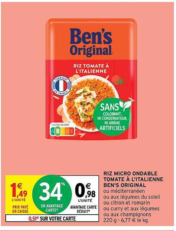 riz  micro ondable tomate à l'italienne ben's original