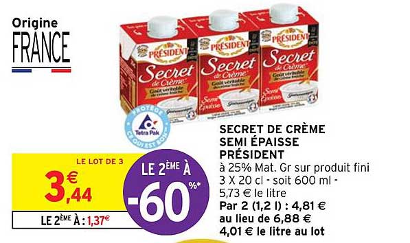 secret de crème semi épaisse président