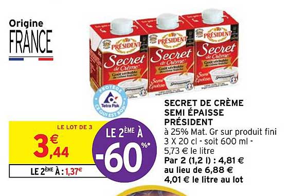 secret de crème semi épaisse président