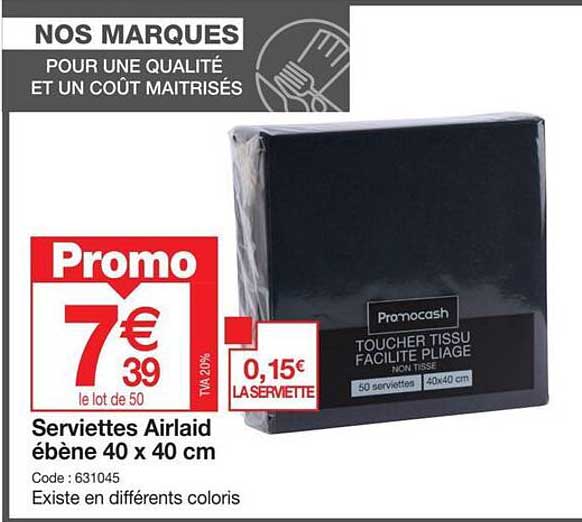 serviettes airlaid ébène 40 x 40 cm