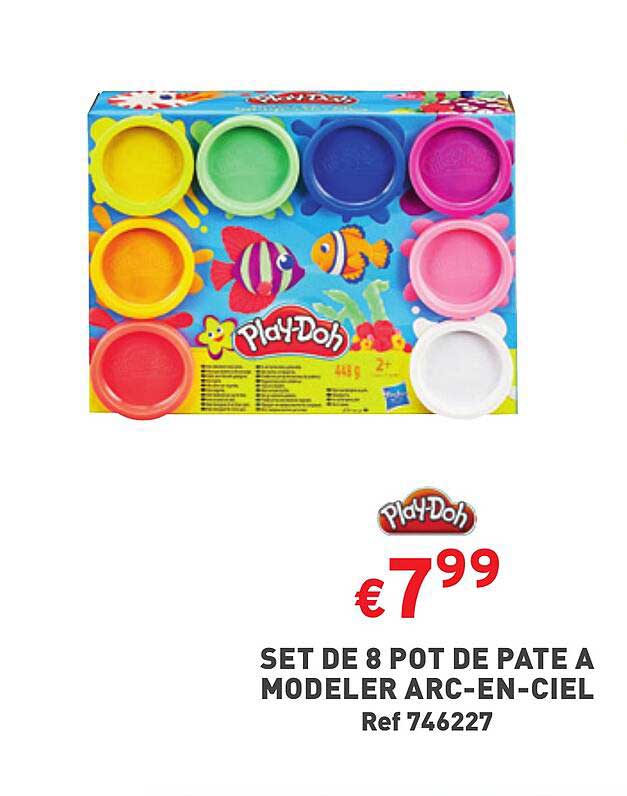 set de 8 pot de pâte à modeler arc-en-ciel