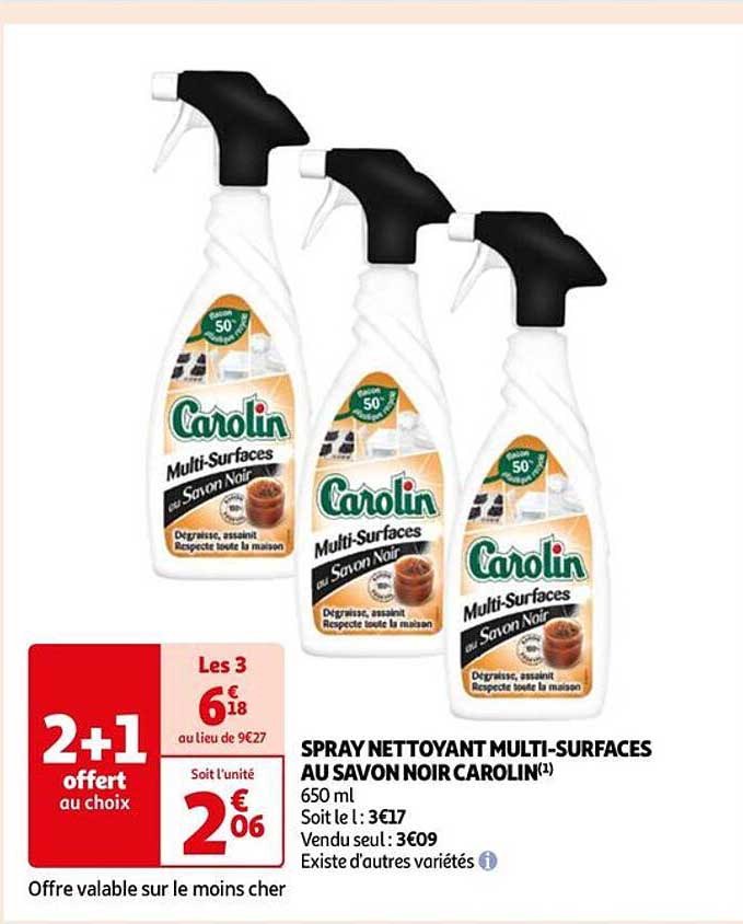 spray nettoyant multi-surfaces au savon noir carolin