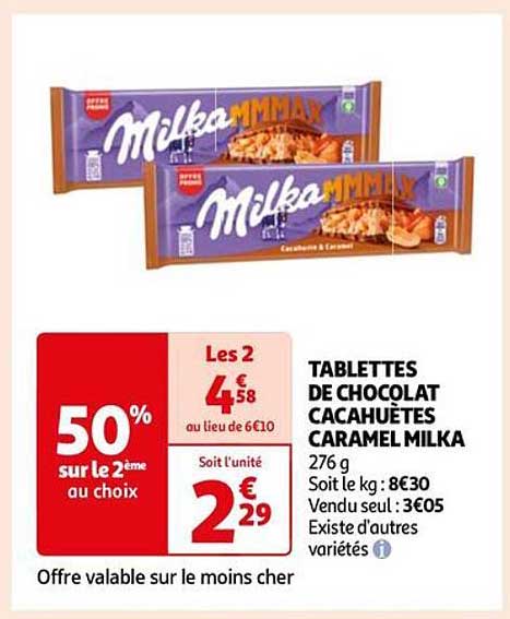 Tablettes De Chocolat Cacahètes Caramel Milka