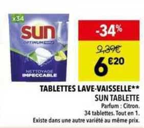 tablettes lave-vaisselle sun tablette