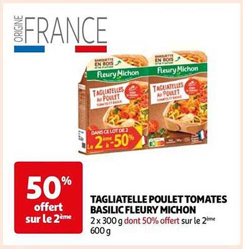 tagliatelle poulet tomates basilic fleury michon