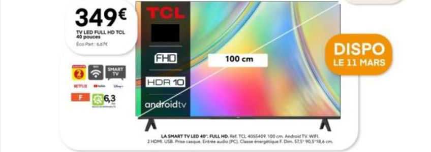 Tv Led Full Hd Tcl 40 Pouces 100 Cm