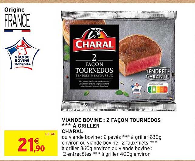 viande bovine : 5 façon tournedos à griller charal