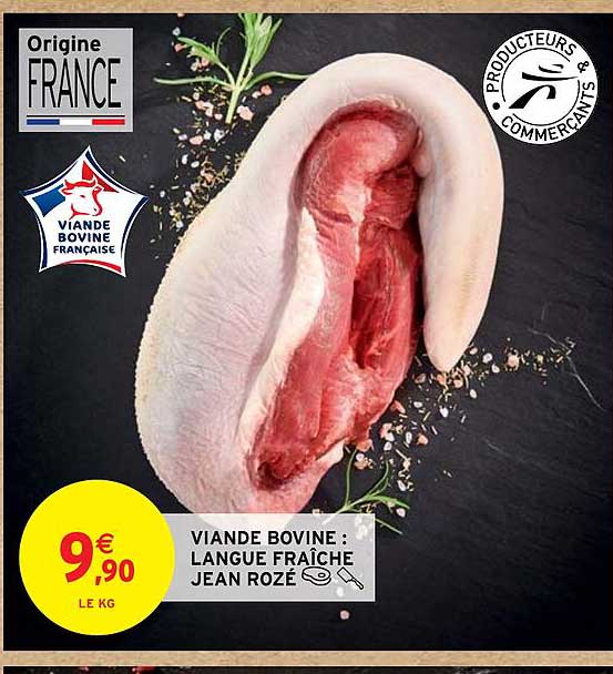 Viande Bovine : Langue Fraîche Jean Rozé