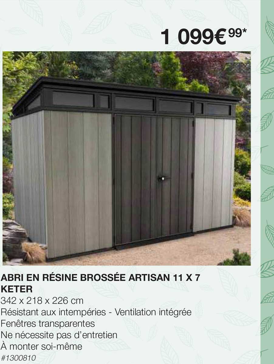 abri en résine brossée artisan 11 x 7 keter