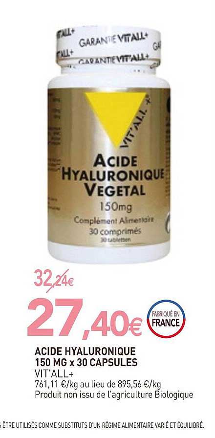 acide hyaluronique 150 mg x 30 capsules vit'all+