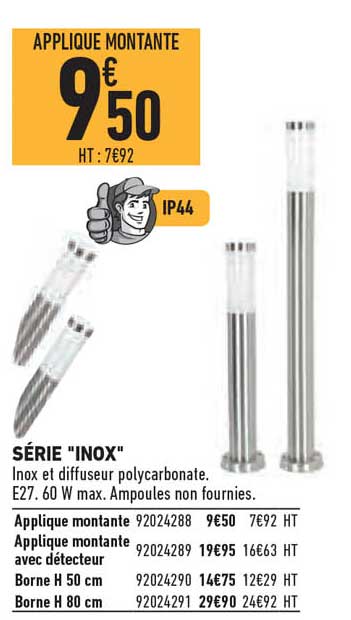 applique montante série "inox"