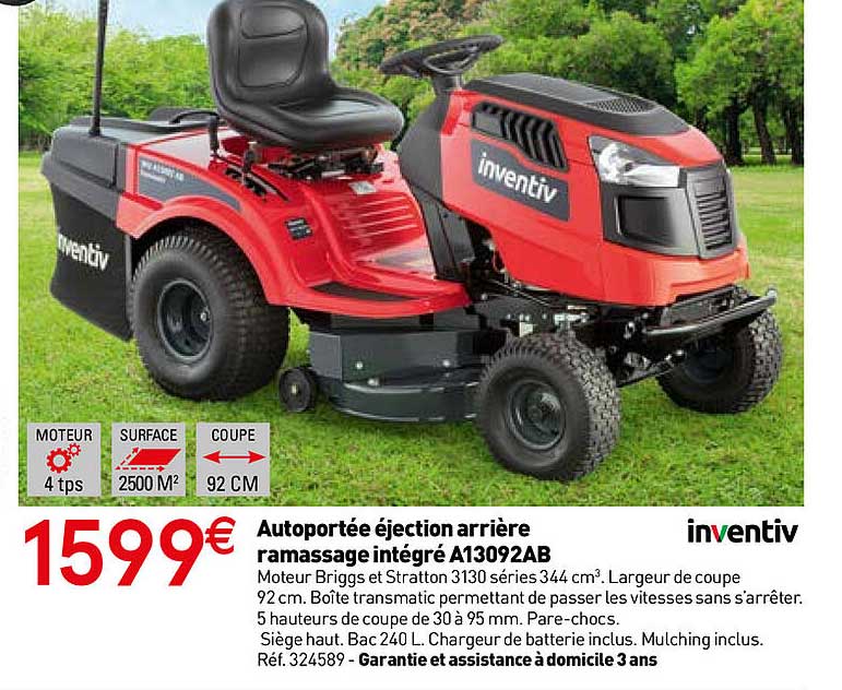 autoportée éjection arrière ramassage intégré a13092ab intentiv