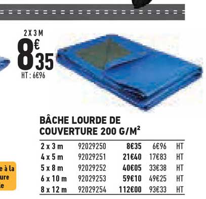 bâche lourde de couverture 200 g-m2