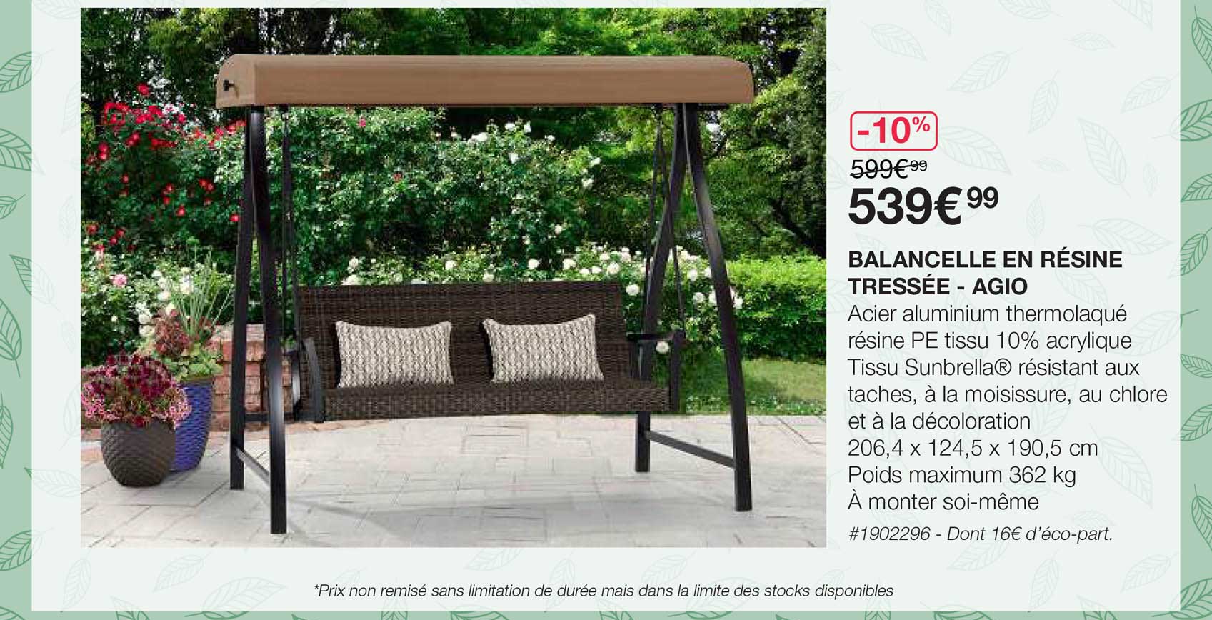 balancelle en résine tressée - agio