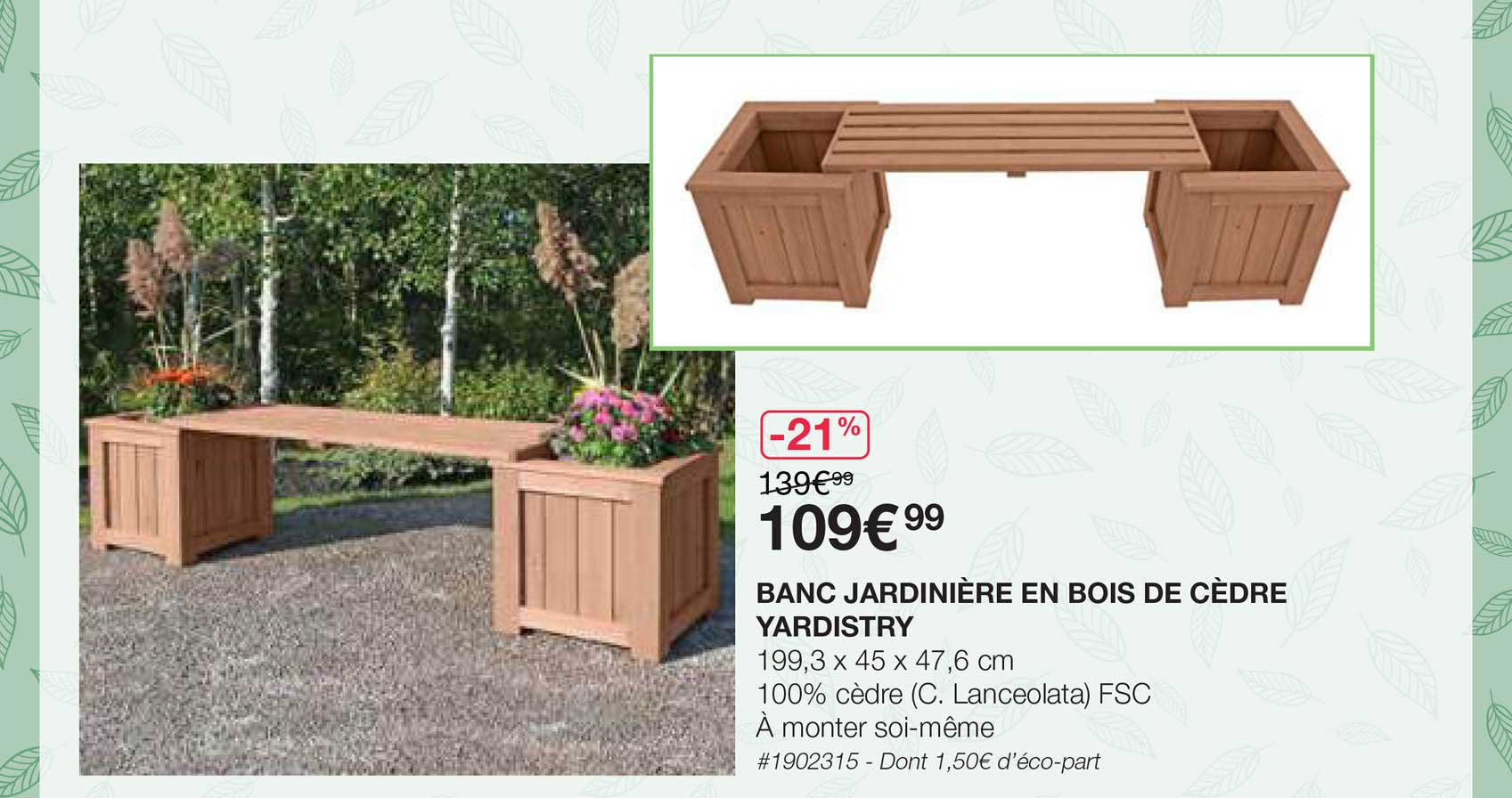 banc jardinière en bois de cèdre yardistry