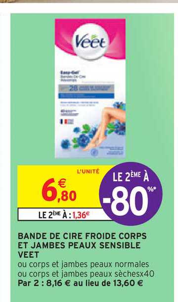 bande de cire froide corps et jambes peaux sensible veet