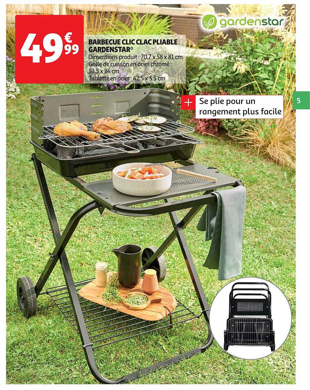 barbecue clic clac pliable gardenstar