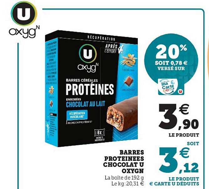 Barres Protéinées Chocolat U Oxygn