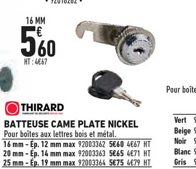 batteuse came plate nickel thirard