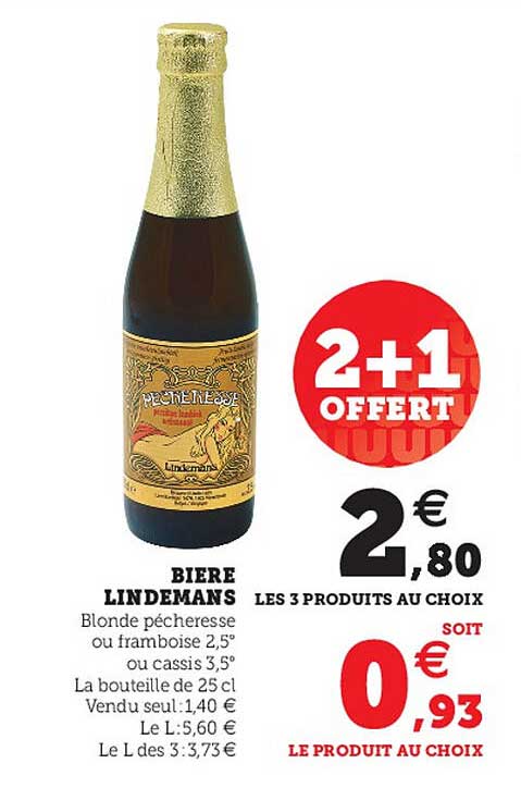 Bière Lindemans 2+1 Offert