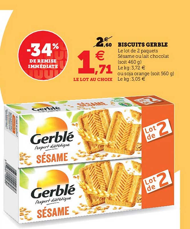 Biscuits Gerblé -34% De Remise Immédiate