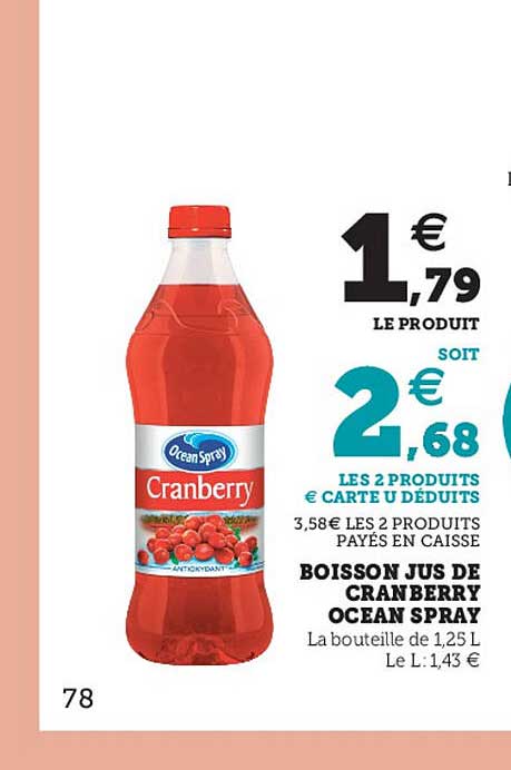 Boisson Jus De Cranberry Ocean Spray