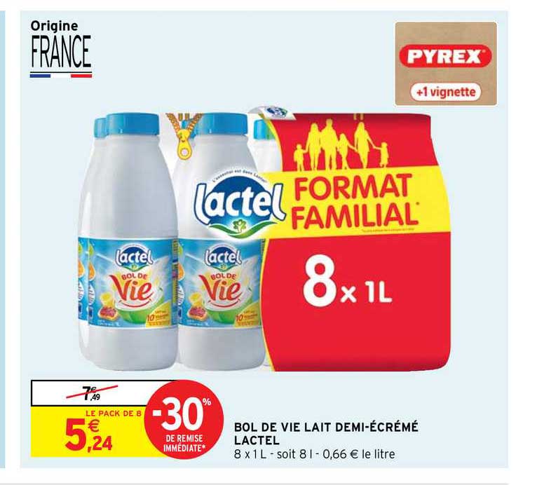 bol de vie lait demi-écrémé lactel