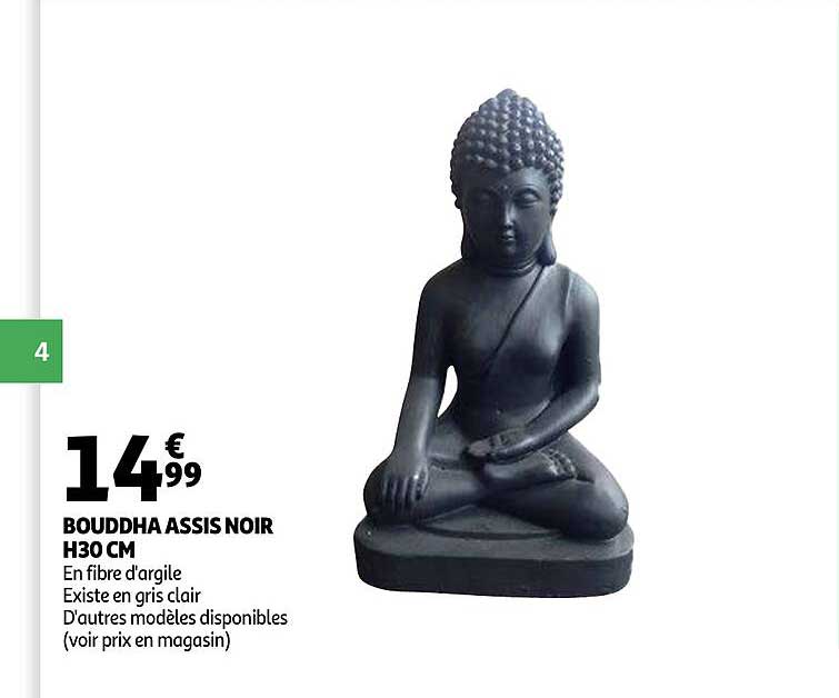 bouddha assis noir h30 cm