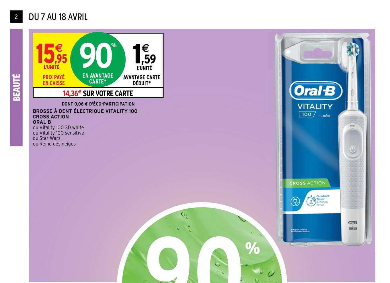 brosse à dent électrique vitality 100 cross action oral b