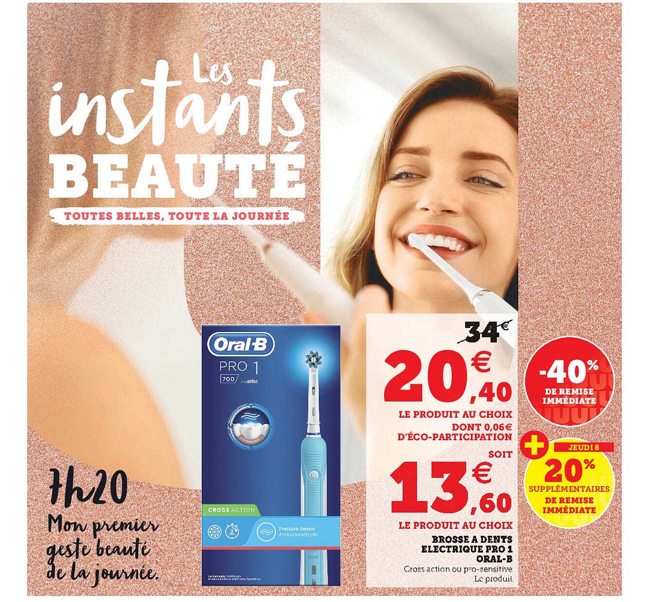 brosse à dents électrique pro 1 oral-b -40% de remise immédiate