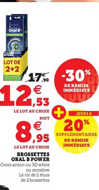 brossettes oral b power -30% de remise immédiate