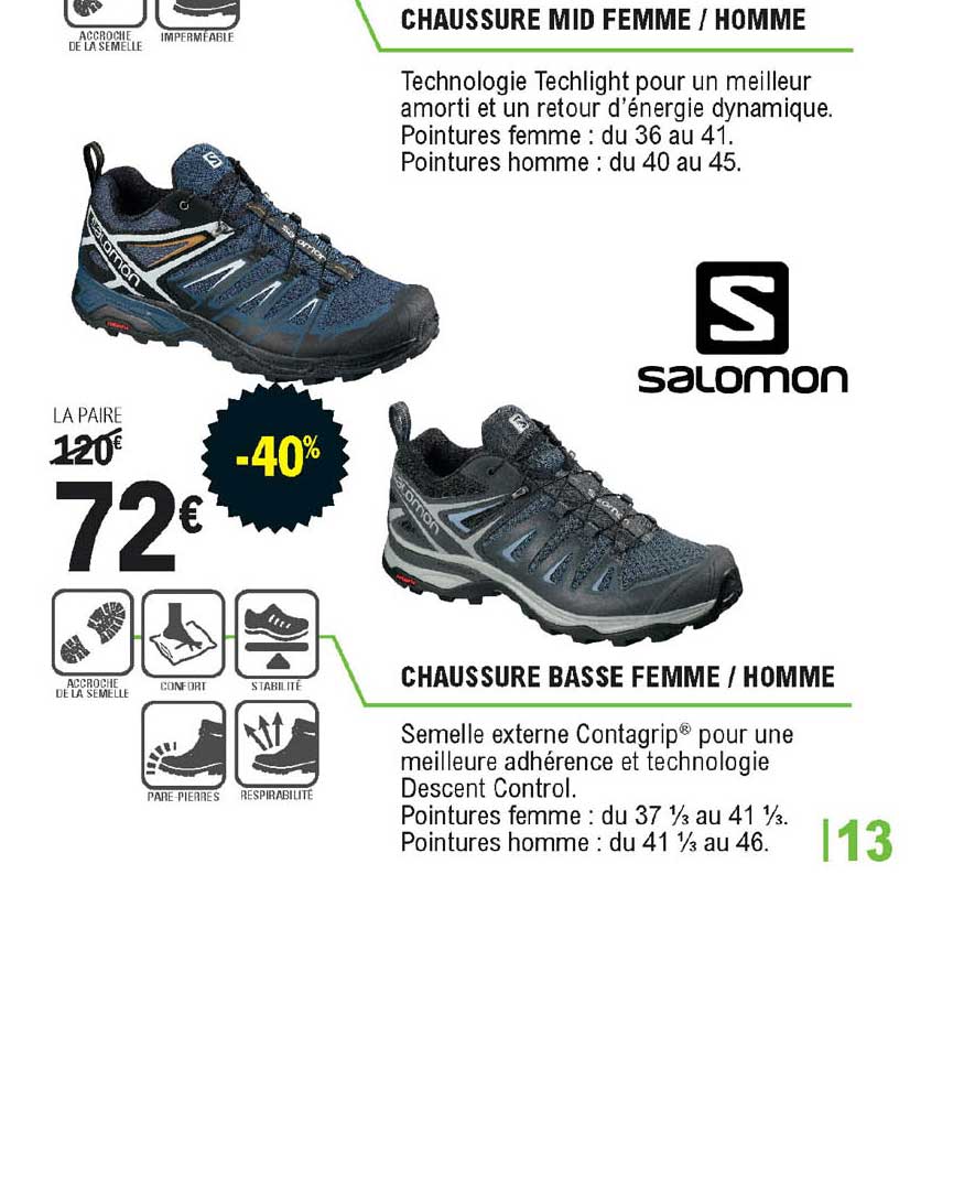 chaussure mid femme - homme, chaussure basse femme - homme salomon