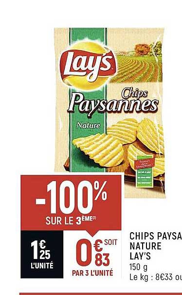 chips paysa nature lay's -100 sur le 3ème