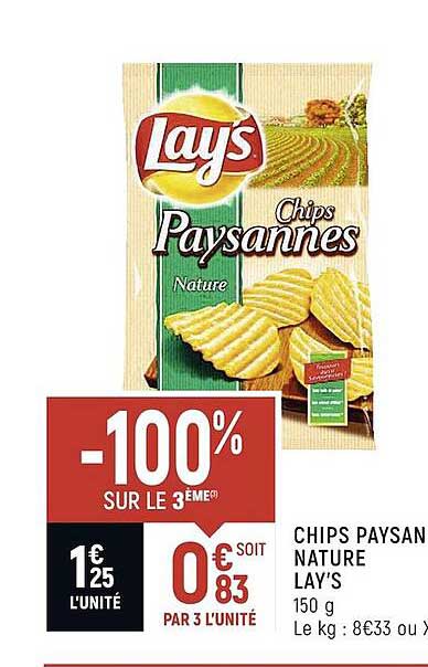 chips paysan nature lay's -100 sur le 3ème
