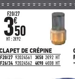 clapet de crépine