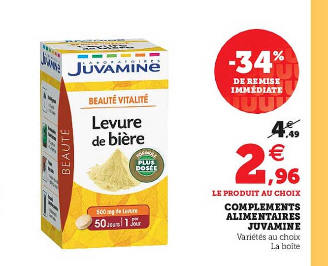compléments alimentaires juvamine -34% de remise immédiate