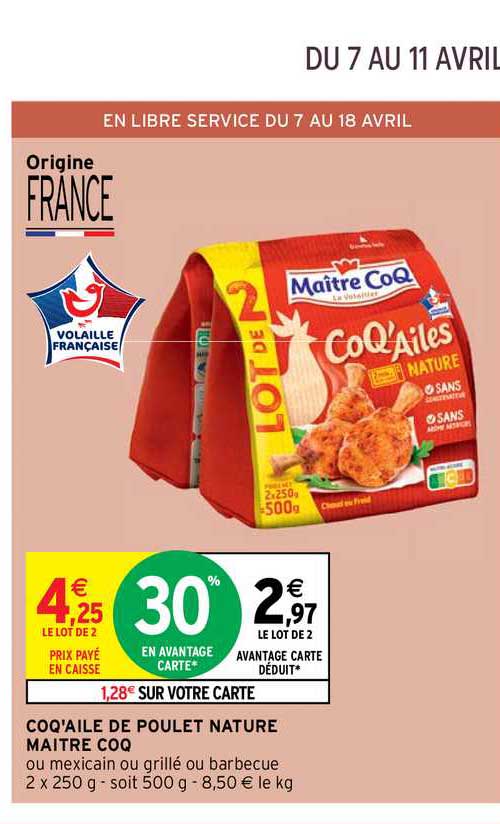 coq'aile de poulet nature maître coq