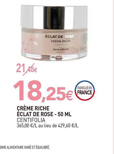 crème riche éclat de rose - 50 ml centifolia