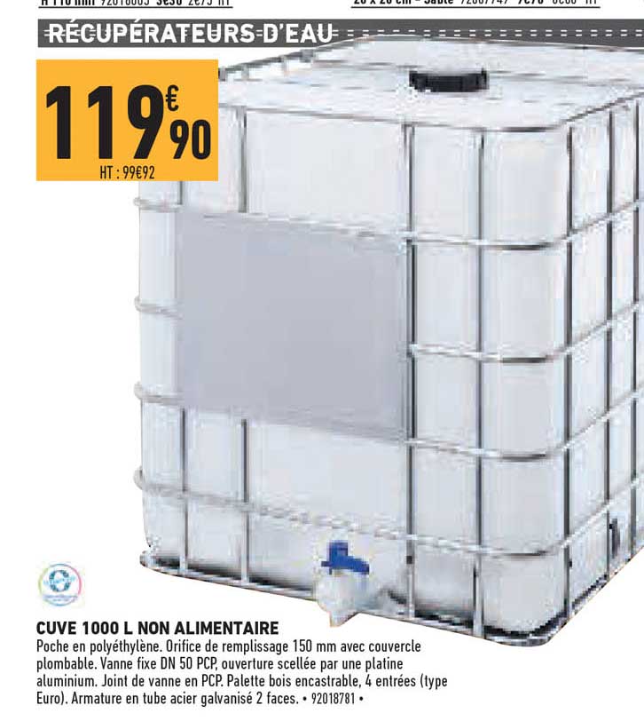 cuve 1000 l non alimentaire