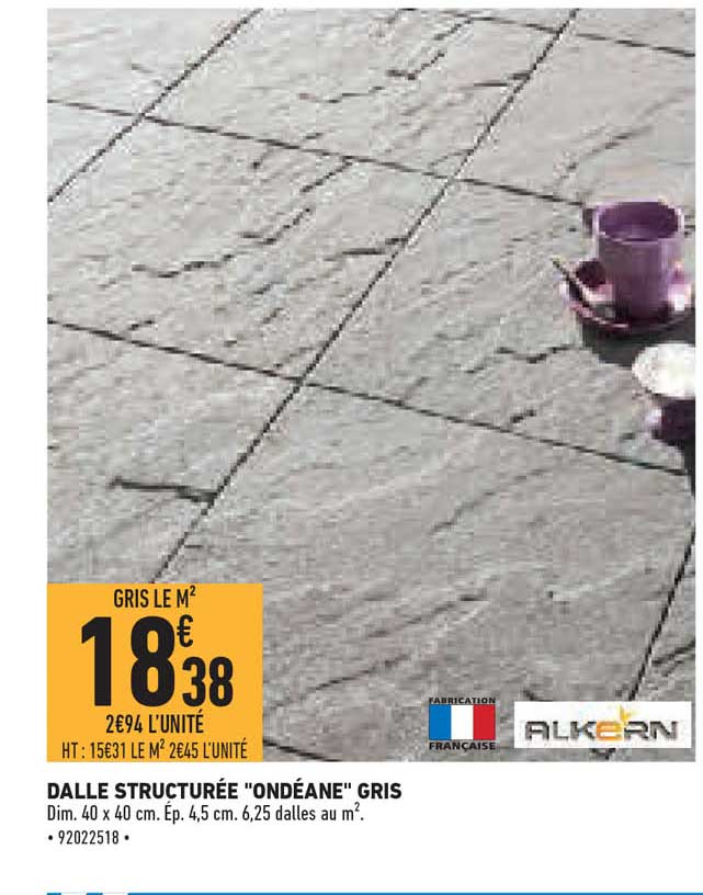 dalle structurée "ondéane" gris