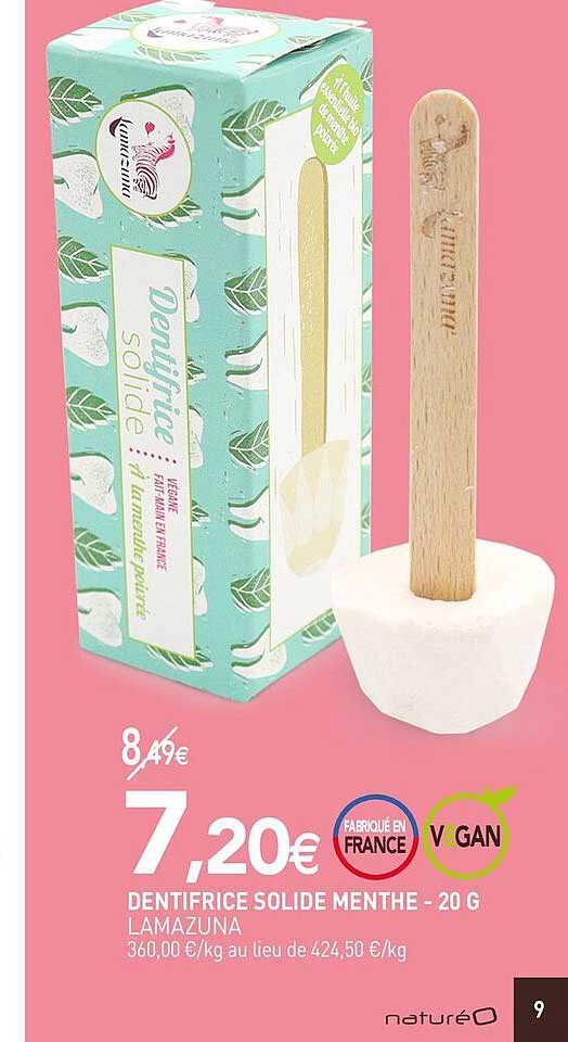 dentifrice solide menthe - 20 g lamazuna