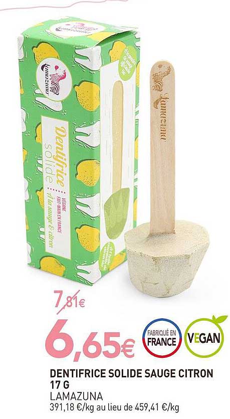 dentifrice solide sauge citron 17 g lamazuna
