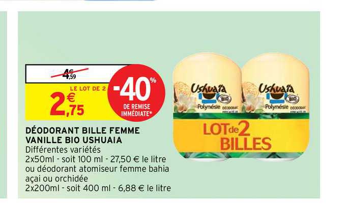 Déodorant Bille Femme Vanille Bio Ushuaia