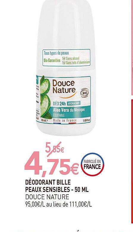 déodorant bille peaux sensibles - 50 ml douce nature