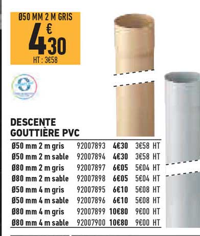 descente gouttière pvc
