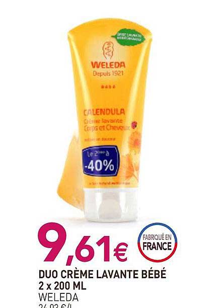 duo crème lavante bébé 2 x 200 ml weleda