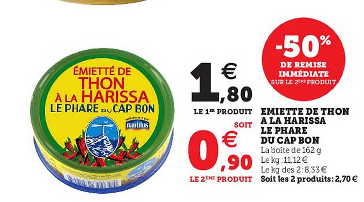émietté de thon à la harissa le phare du cap bon -50% de remise immédiate sur le 2ème produit