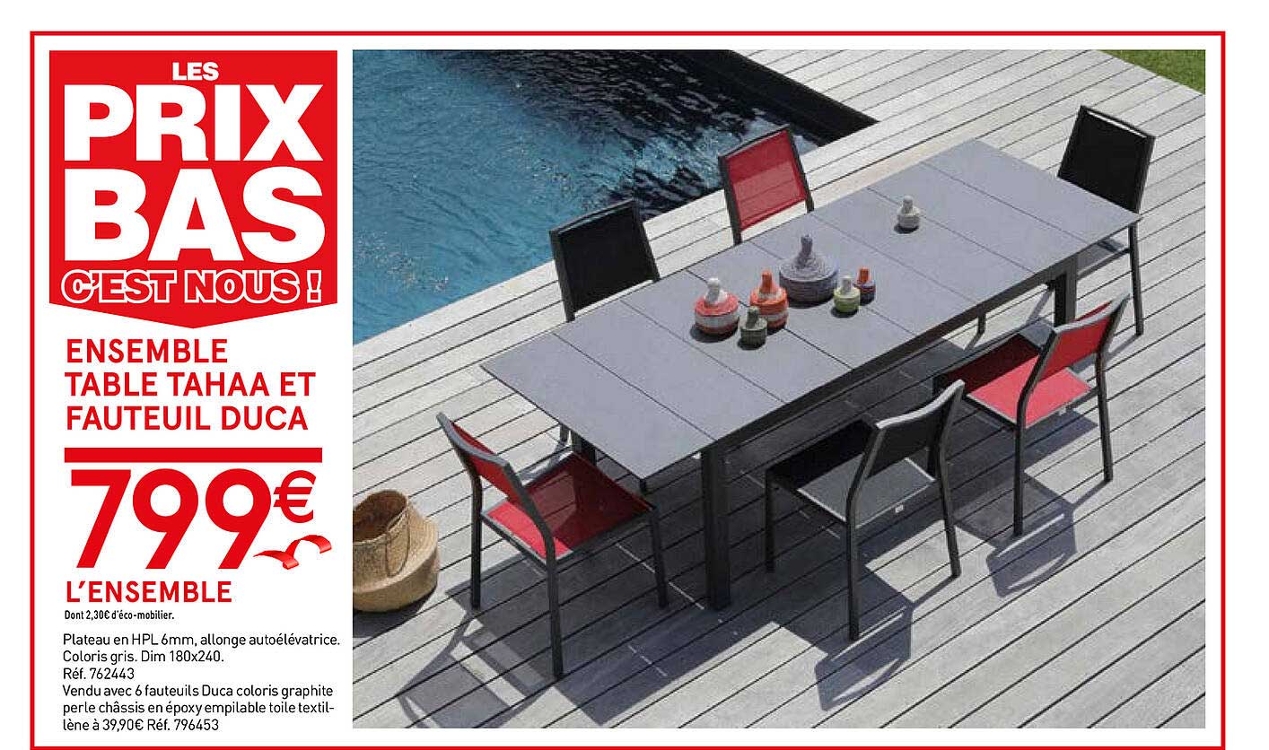 ensemble table tahaa et fauteuil duca